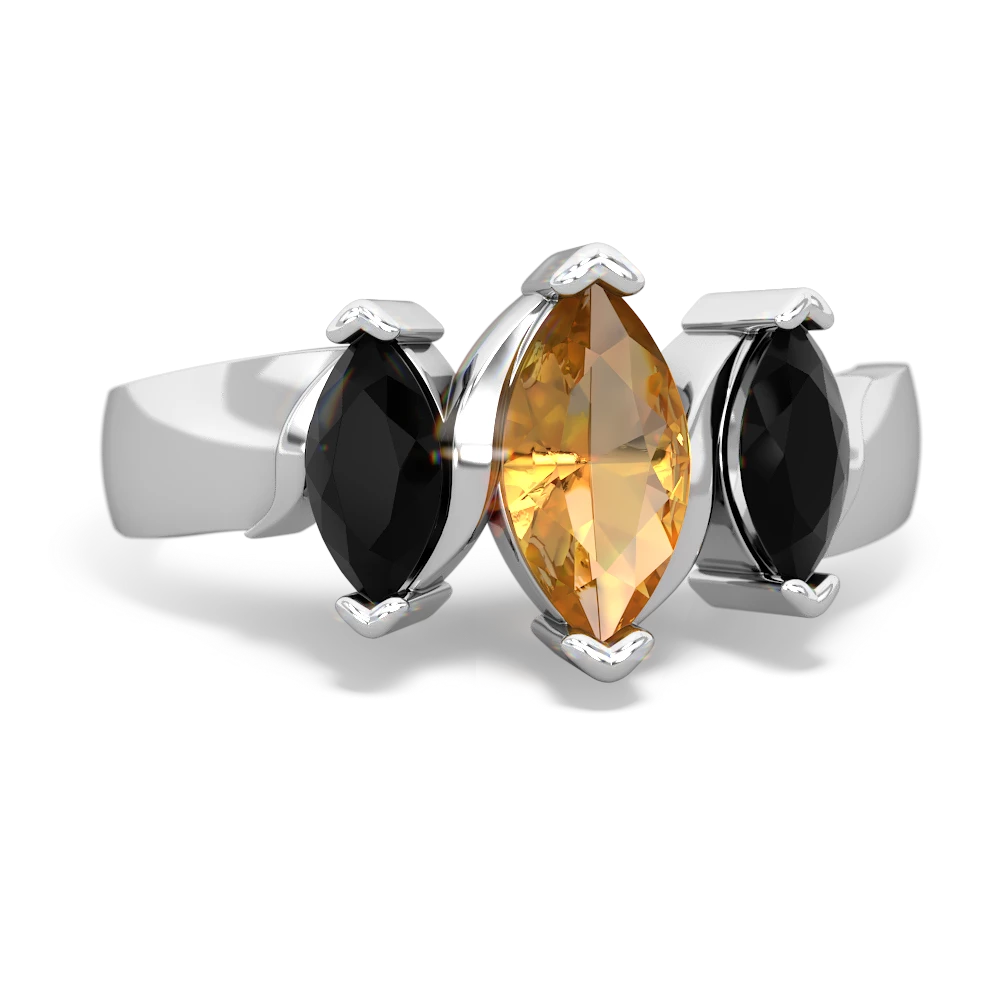 Citrine Three Peeks 14K White Gold ring R2433