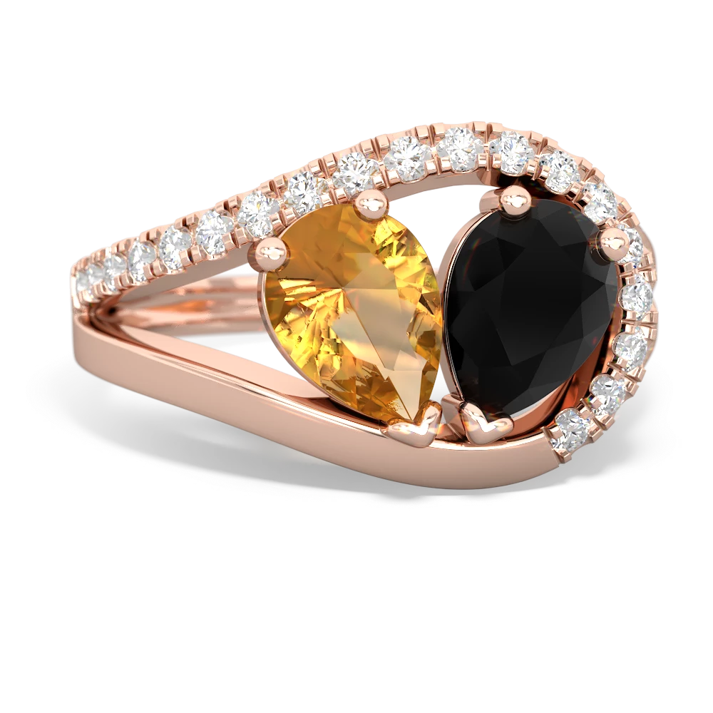 Citrine Nestled Heart Keepsake 14K Rose Gold ring R5650