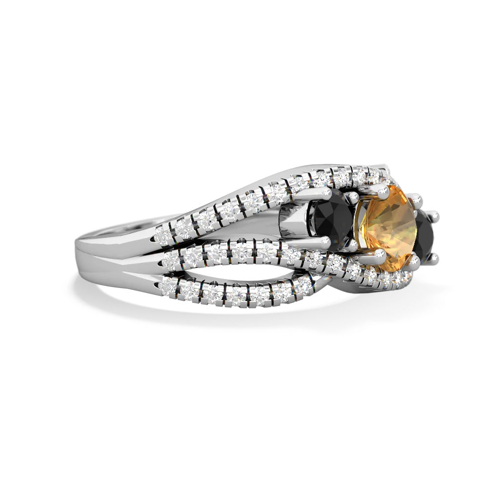 Citrine Three Stone Aurora 14K White Gold ring R3080