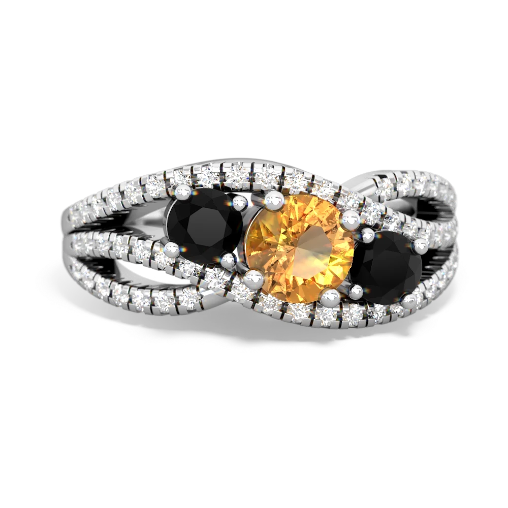 Citrine Three Stone Aurora 14K White Gold ring R3080