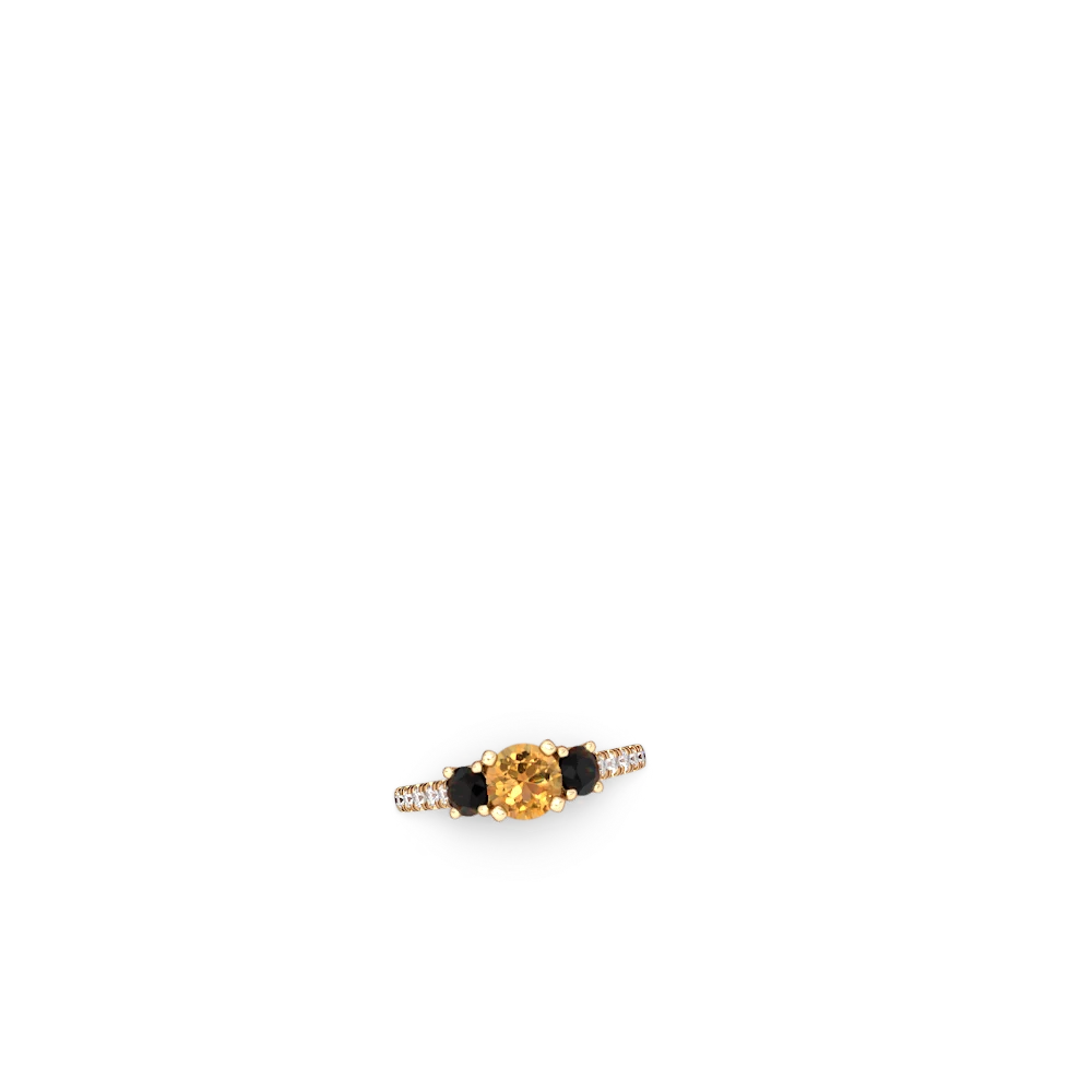 Citrine Pave Trellis 14K Yellow Gold ring R5500