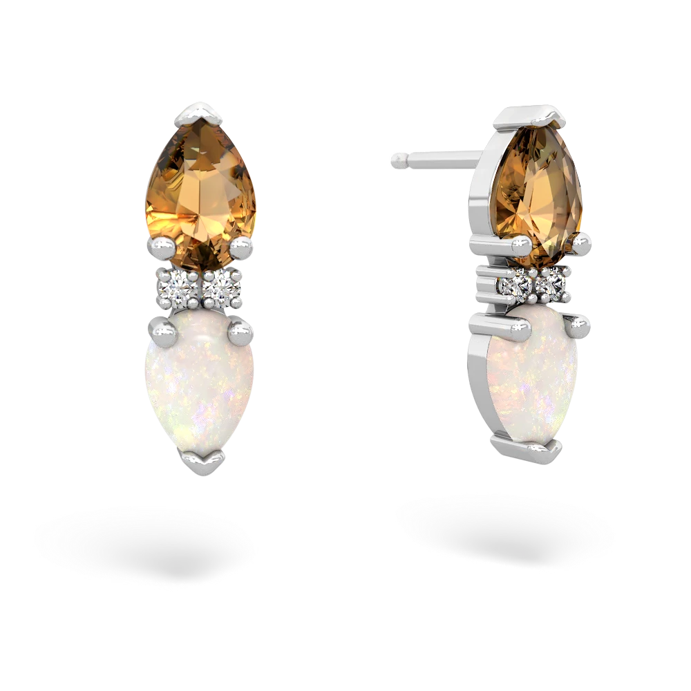 Citrine Bowtie Drop 14K White Gold earrings E0865