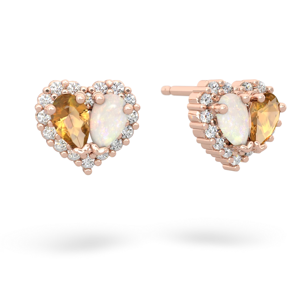 Citrine Halo 14K Rose Gold earrings E7008