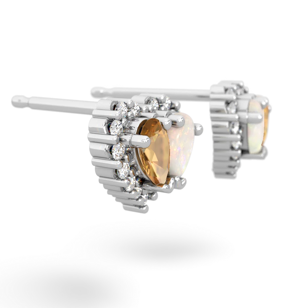 Citrine Halo 14K White Gold earrings E7008