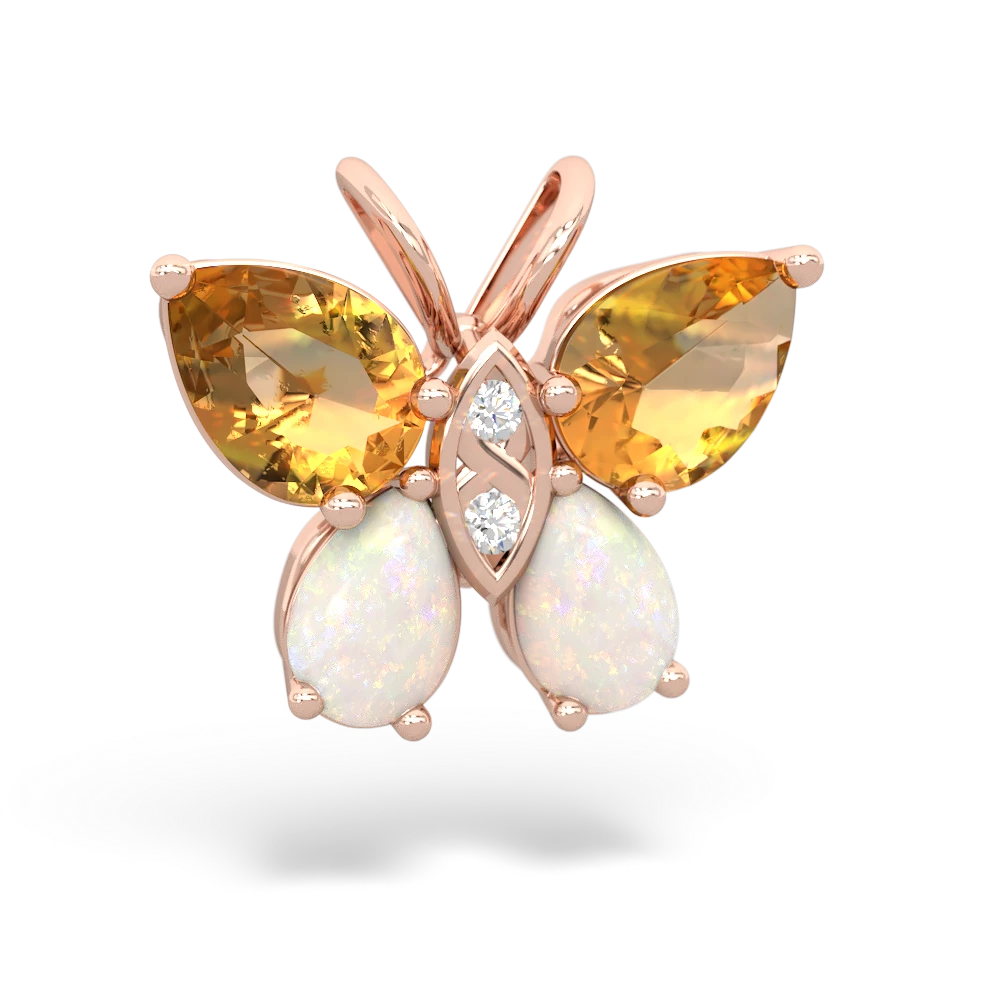 Citrine Butterfly 14K Rose Gold pendant P2215