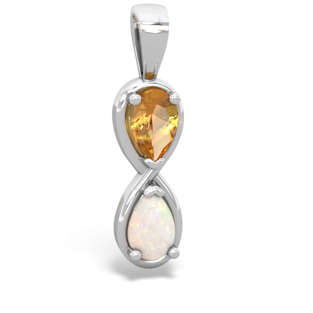 Citrine Infinity 14K White Gold pendant P5050