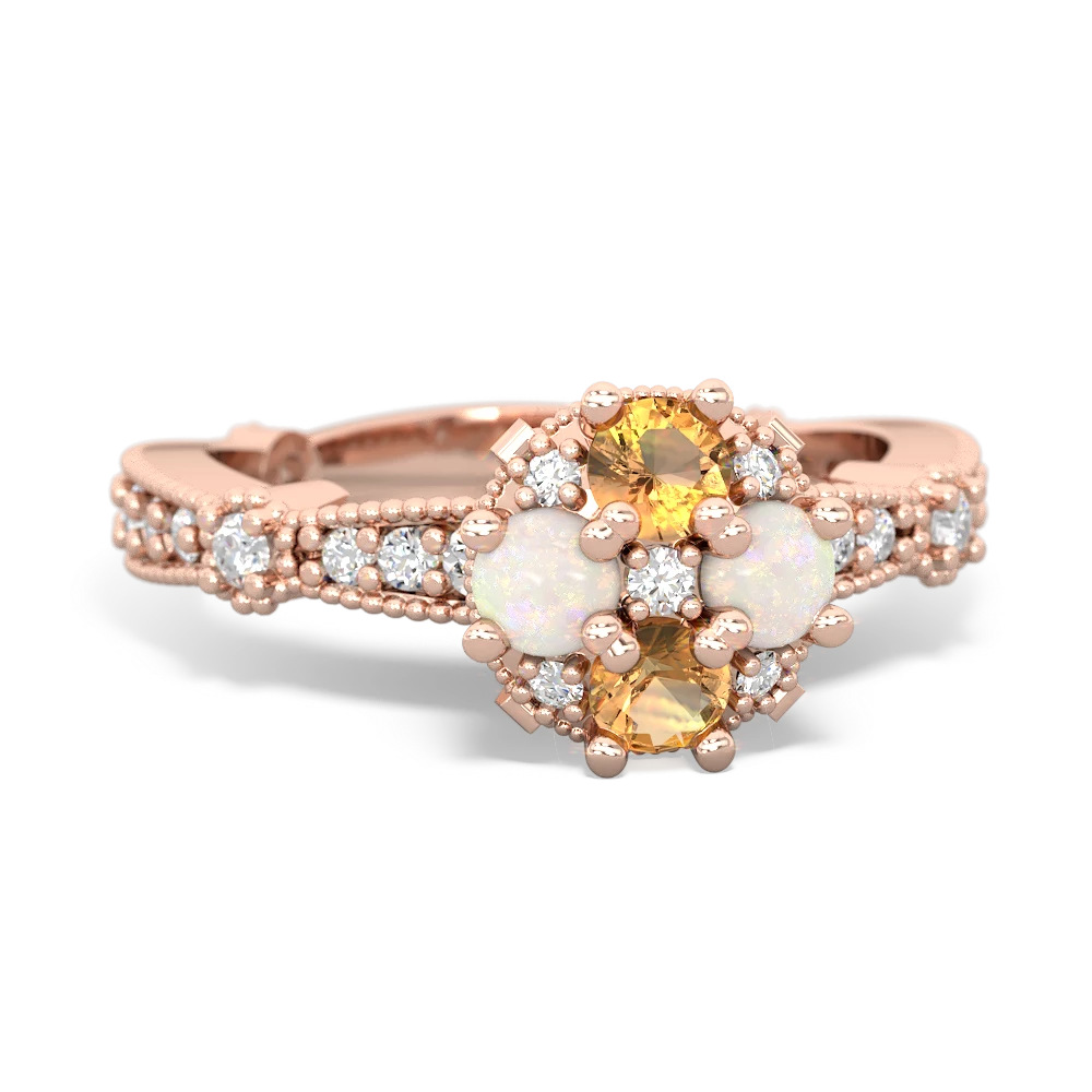 Citrine Sparkling Tiara Cluster 14K Rose Gold ring R26293RD