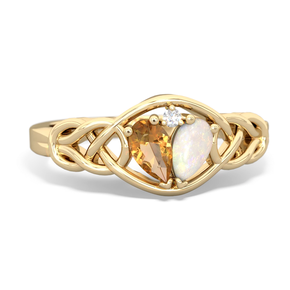 Citrine Celtic Love Knot 14K Yellow Gold ring R5420