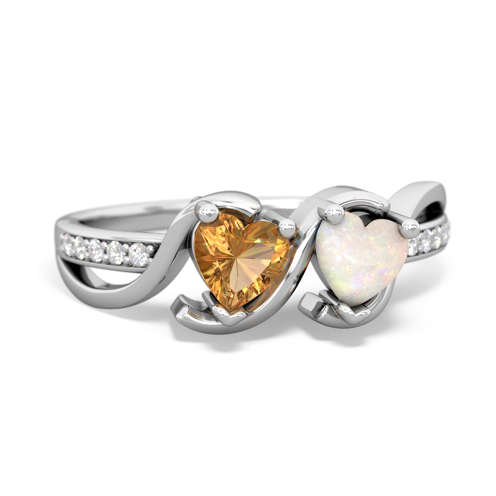 Citrine Side By Side 14K White Gold ring R3090