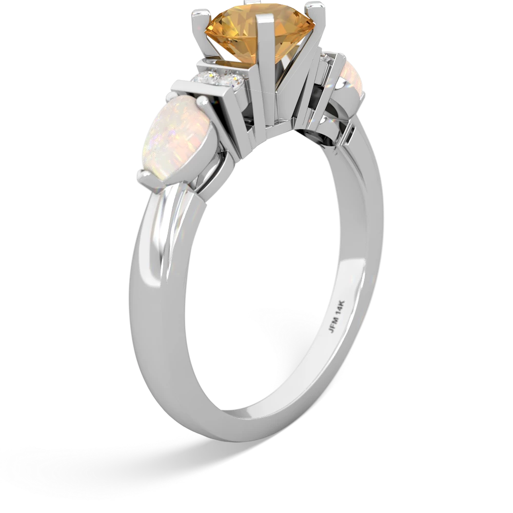 Citrine 6Mm Round Eternal Embrace Engagement 14K White Gold ring R2005