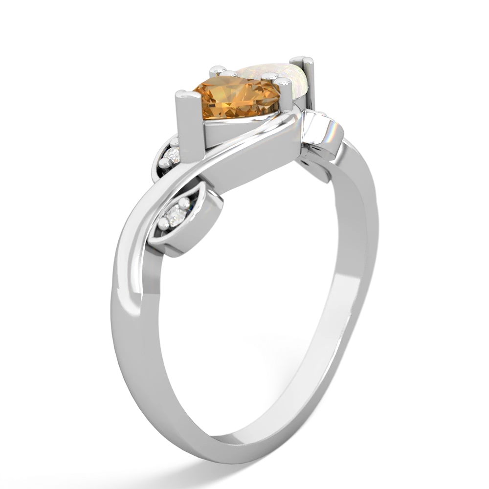 Citrine Floral Elegance 14K White Gold ring R5790