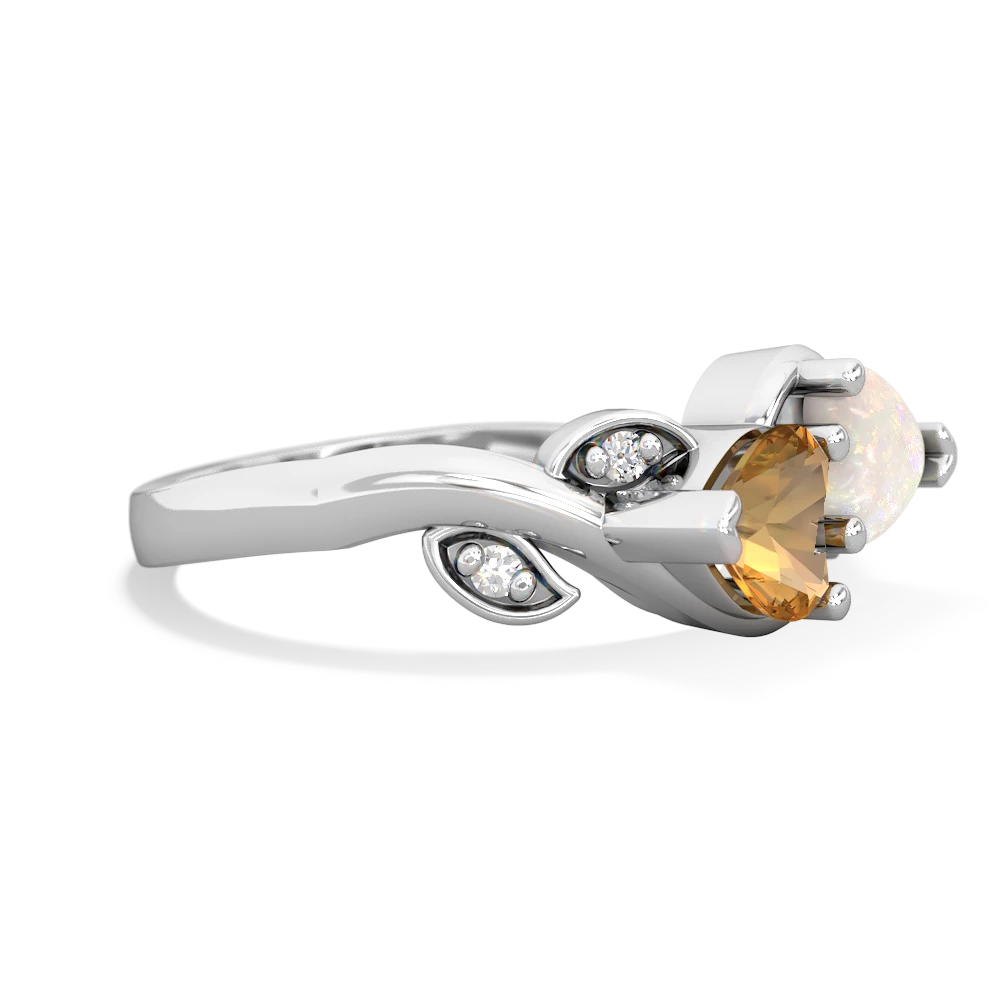 Citrine Floral Elegance 14K White Gold ring R5790