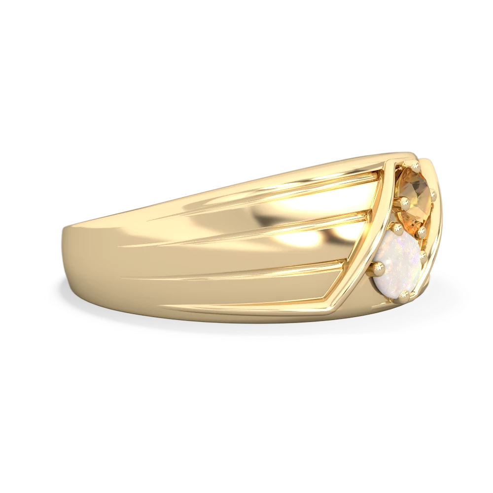 Citrine Men's Streamline 14K Yellow Gold ring R0460