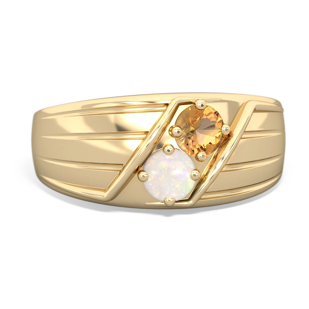 Citrine Men's Streamline 14K Yellow Gold ring R0460