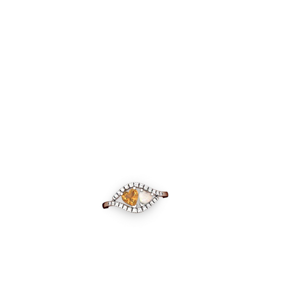 Citrine Mother And Child 14K White Gold ring R3010