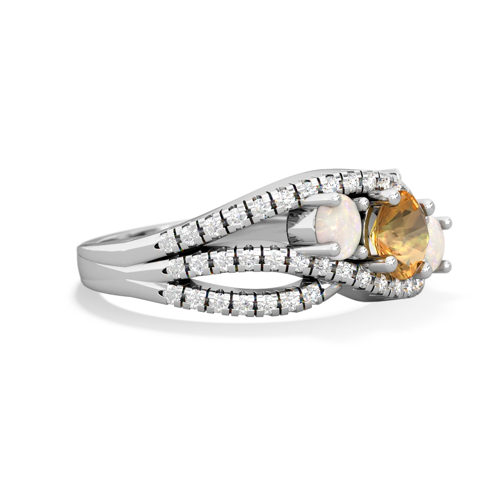 Citrine Three Stone Aurora 14K White Gold ring R3080