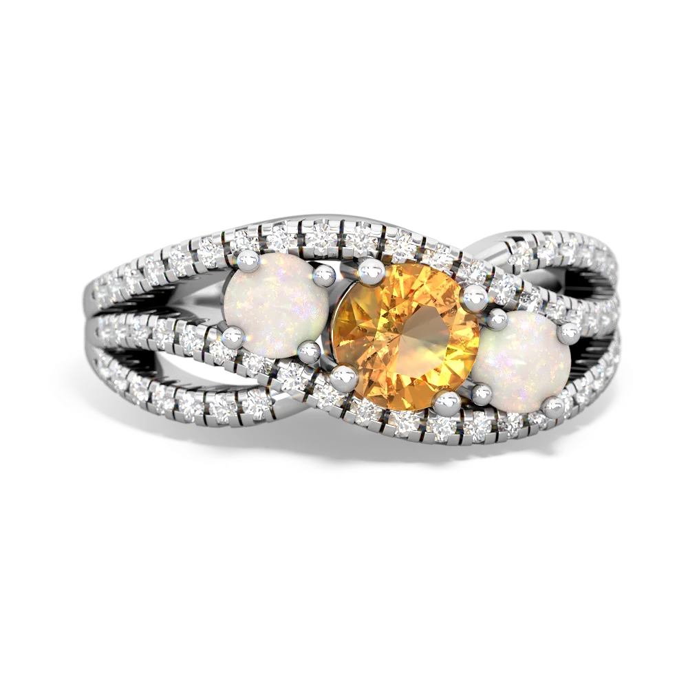 Citrine Three Stone Aurora 14K White Gold ring R3080