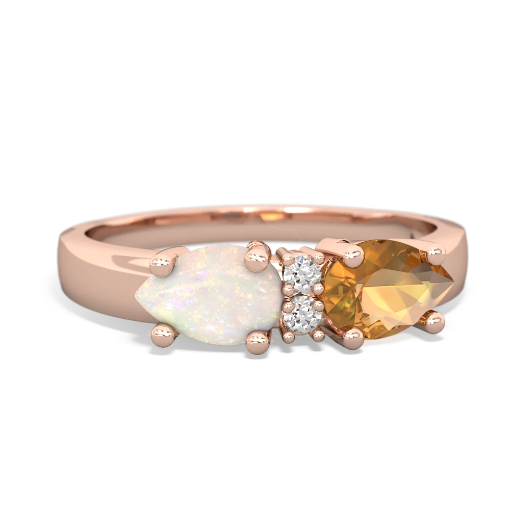 Citrine Pear Bowtie 14K Rose Gold ring R0865