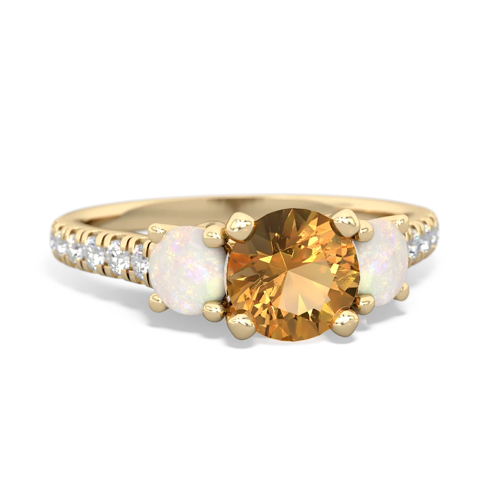 Citrine Pave Trellis 14K Yellow Gold ring R5500