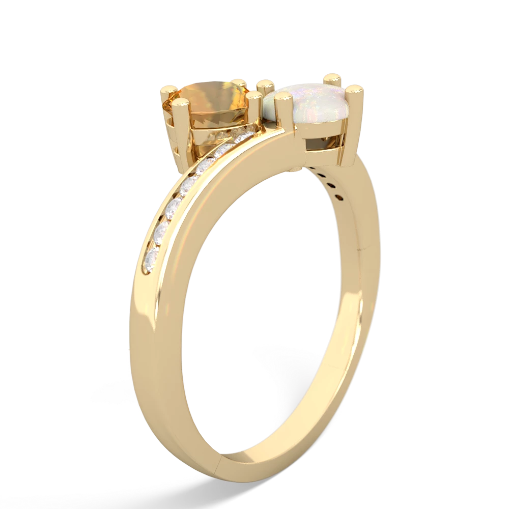 Citrine Channel Set Two Stone 14K Yellow Gold ring R5303