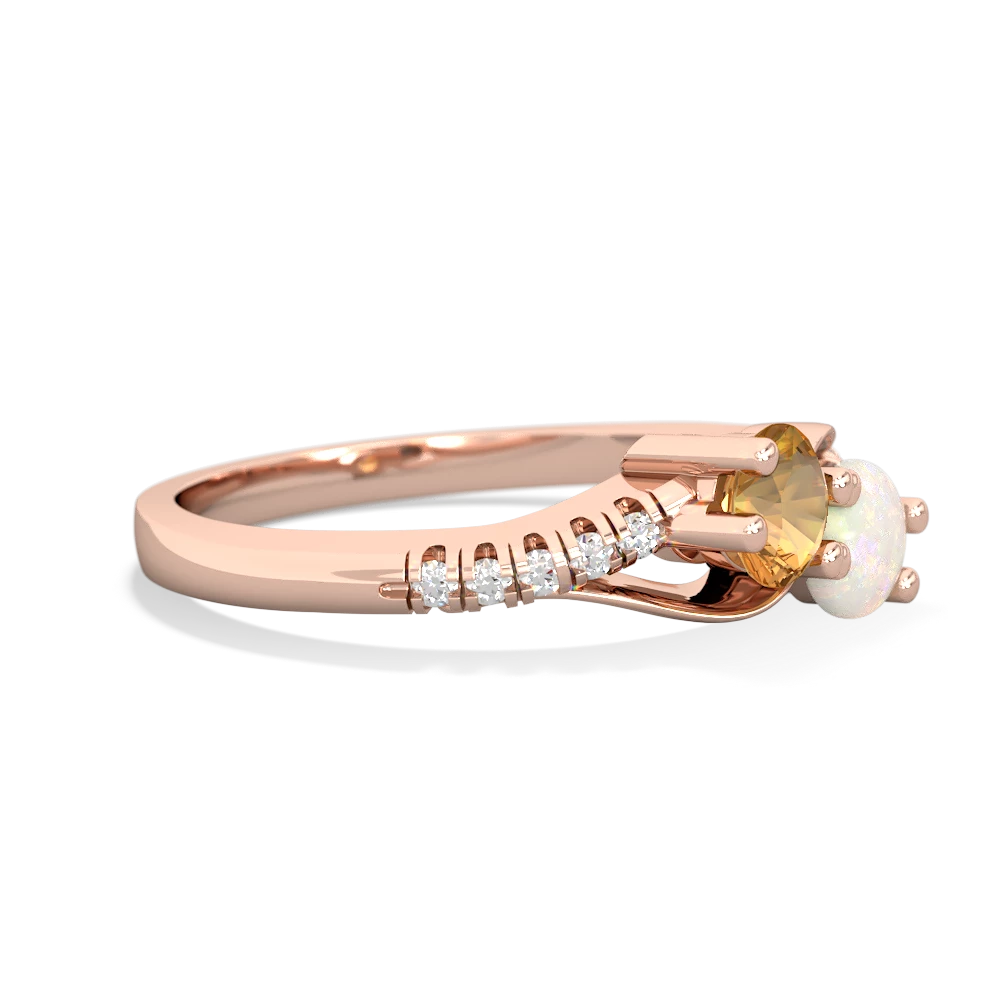 Citrine Infinity Pave Two Stone 14K Rose Gold ring R5285