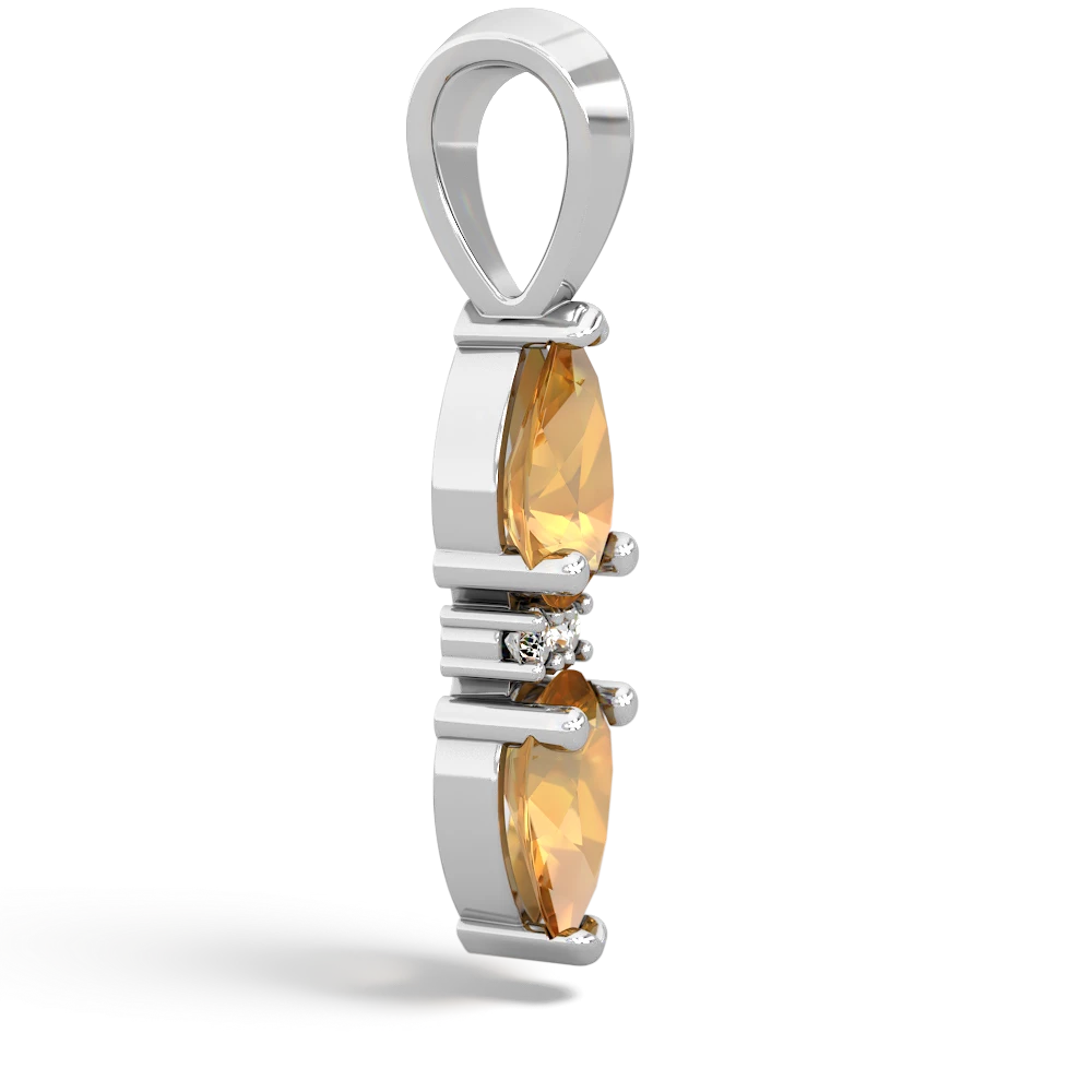 Citrine Bowtie Drop 14K White Gold pendant P0865