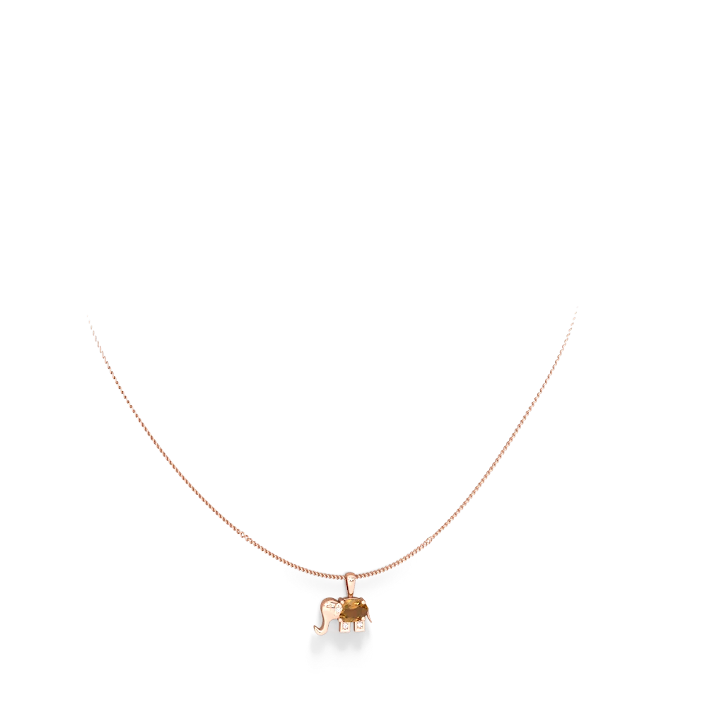 Citrine Elephant 14K Rose Gold pendant P2555