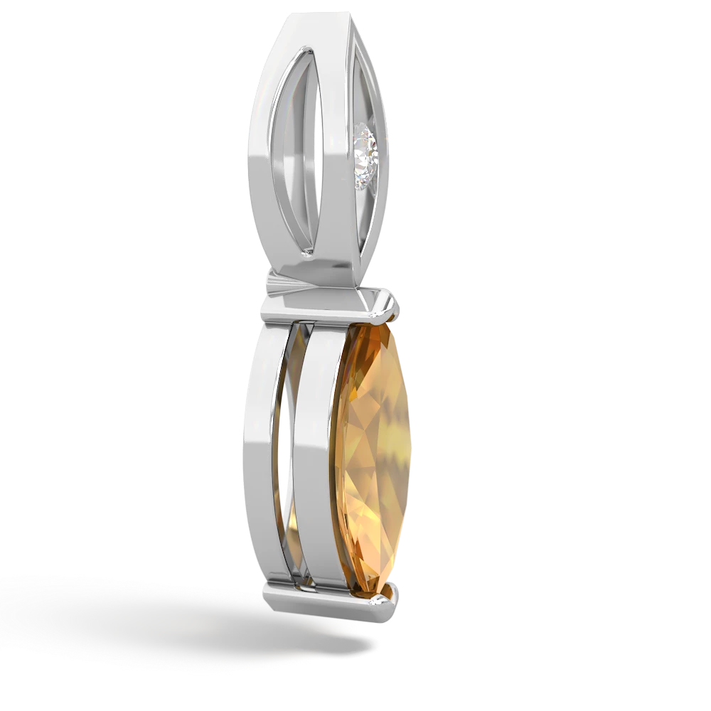 Citrine Marquise Drop 14K White Gold pendant P5333