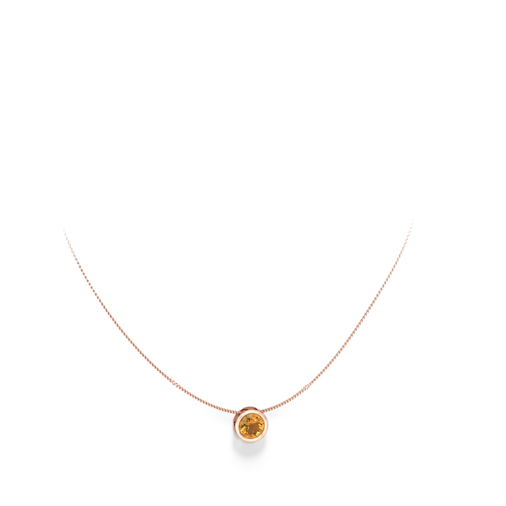 Citrine 8Mm Slide 14K Rose Gold pendant P3788