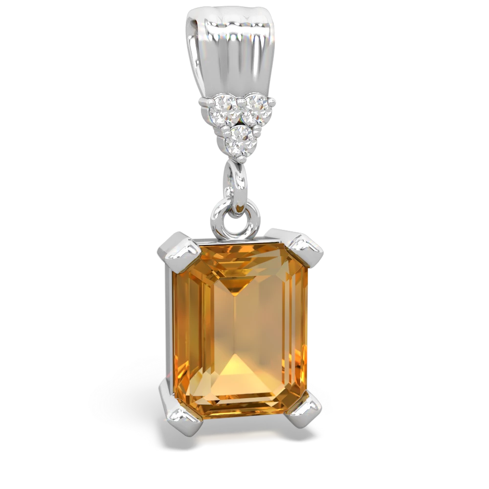 Citrine Art Deco Dangle 14K White Gold pendant P1937