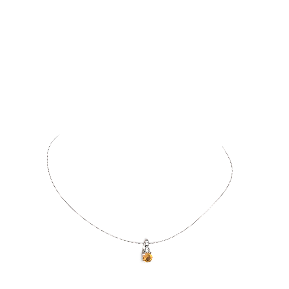 Citrine Antique Elegance 14K White Gold pendant P3100