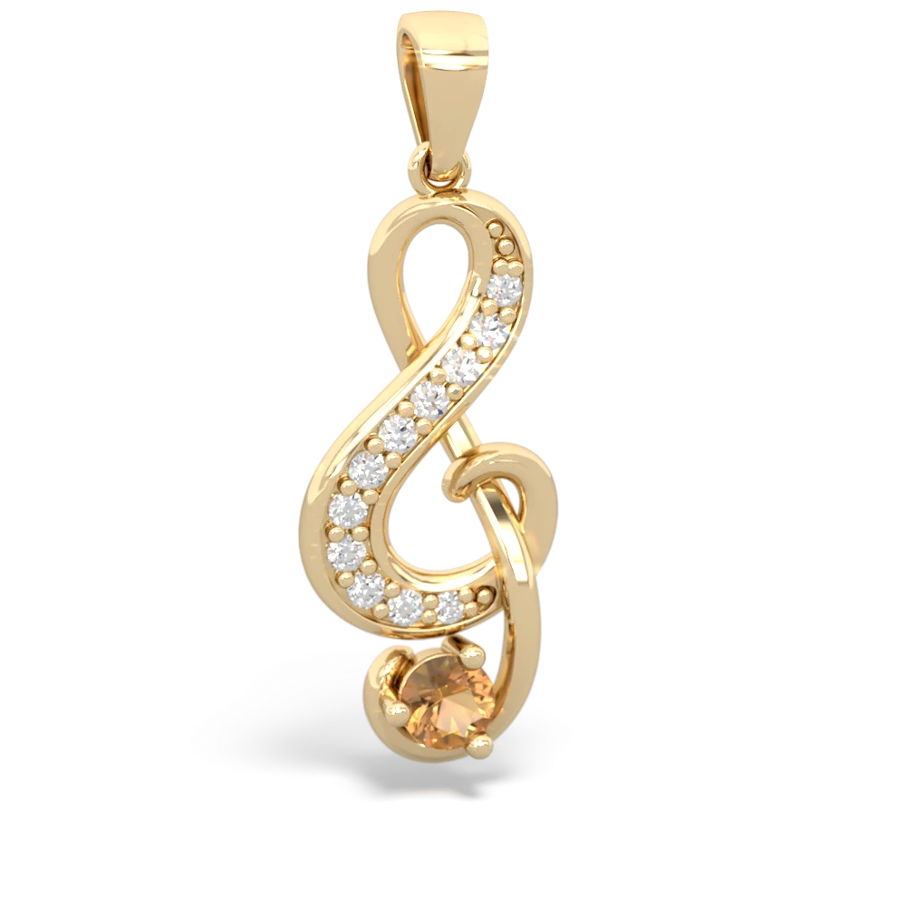 Citrine G-Clef Music 14K Yellow Gold pendant P5830