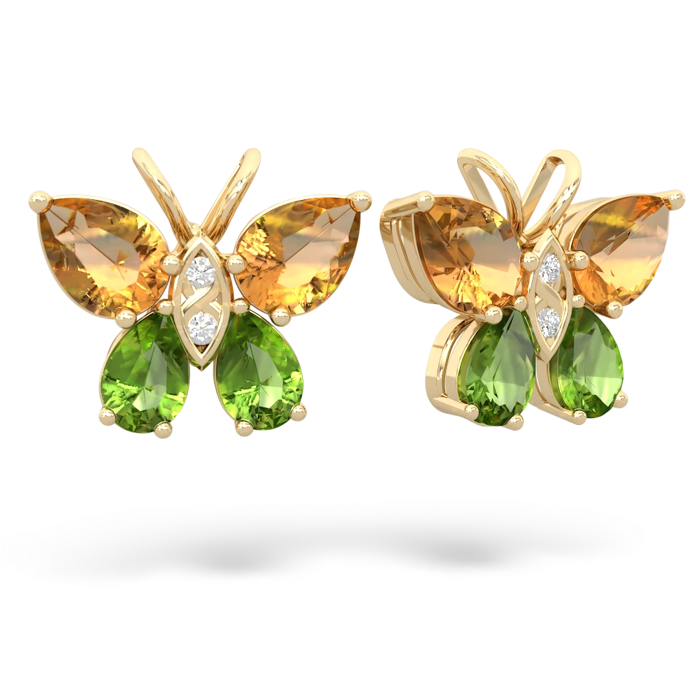 Citrine Butterfly 14K Yellow Gold earrings E2215