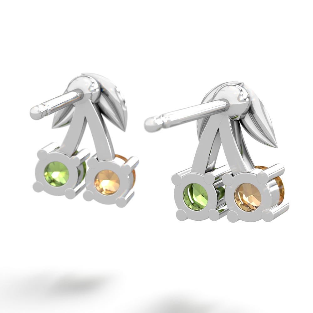 Citrine Sweet Cherries 14K White Gold earrings E7001