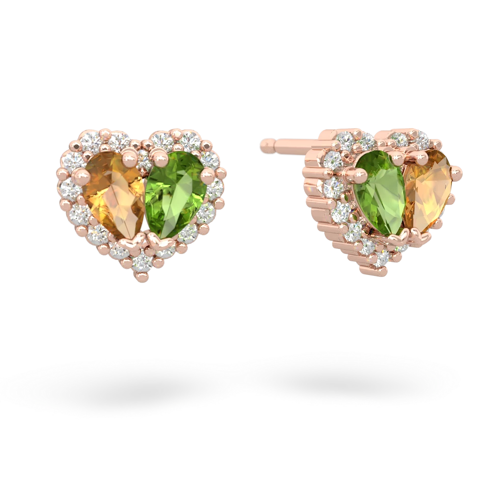 Citrine Halo 14K Rose Gold earrings E7008