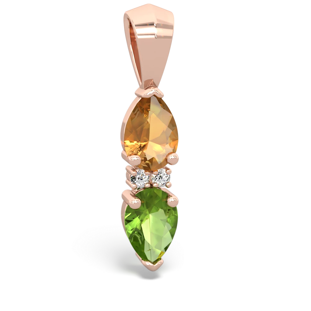 Citrine Bowtie Drop 14K Rose Gold pendant P0865