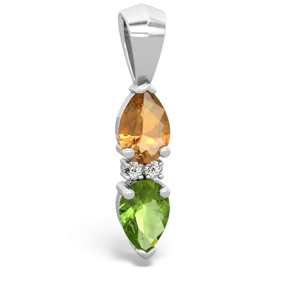 Citrine Bowtie Drop 14K White Gold pendant P0865