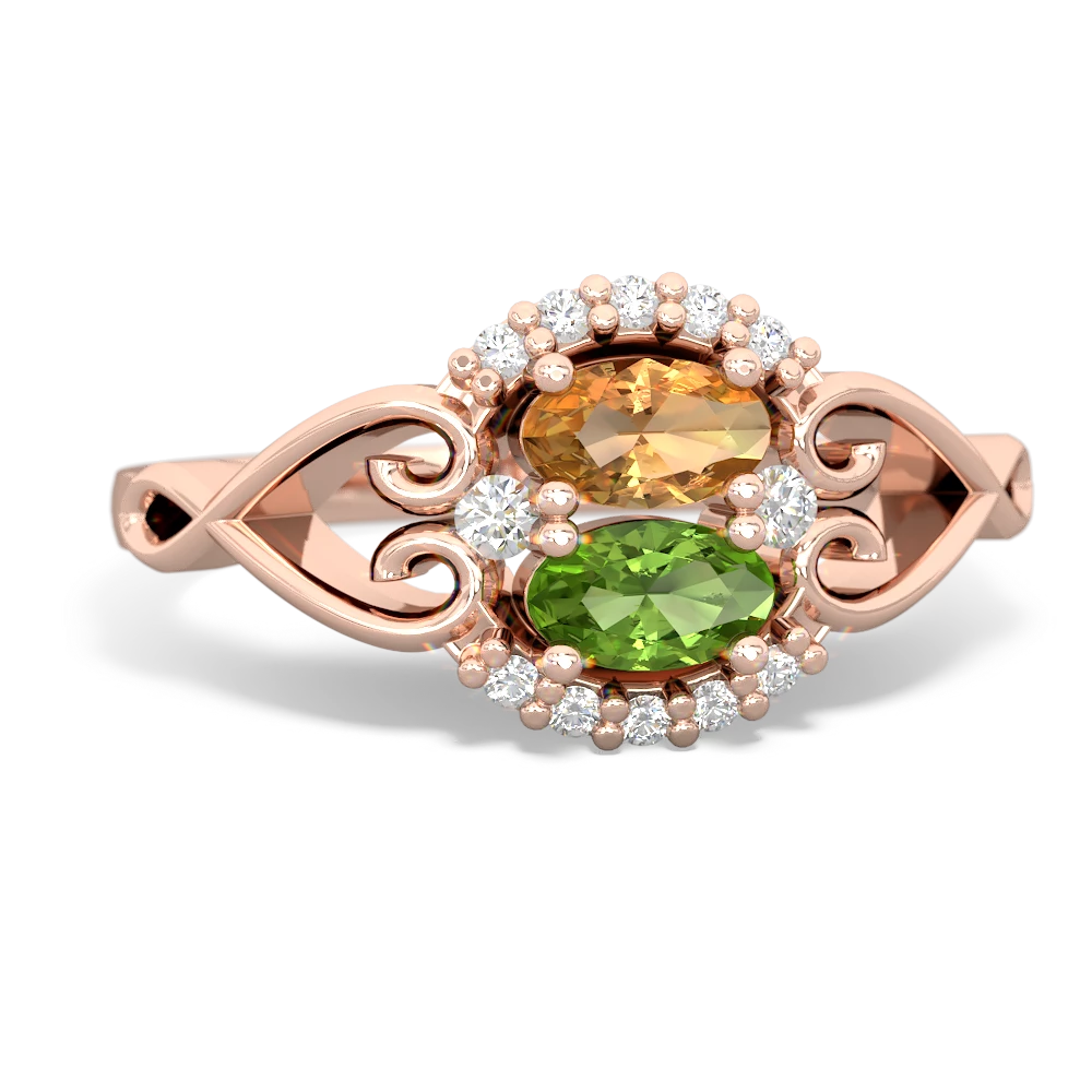 Citrine Love Nest 14K Rose Gold ring R5860