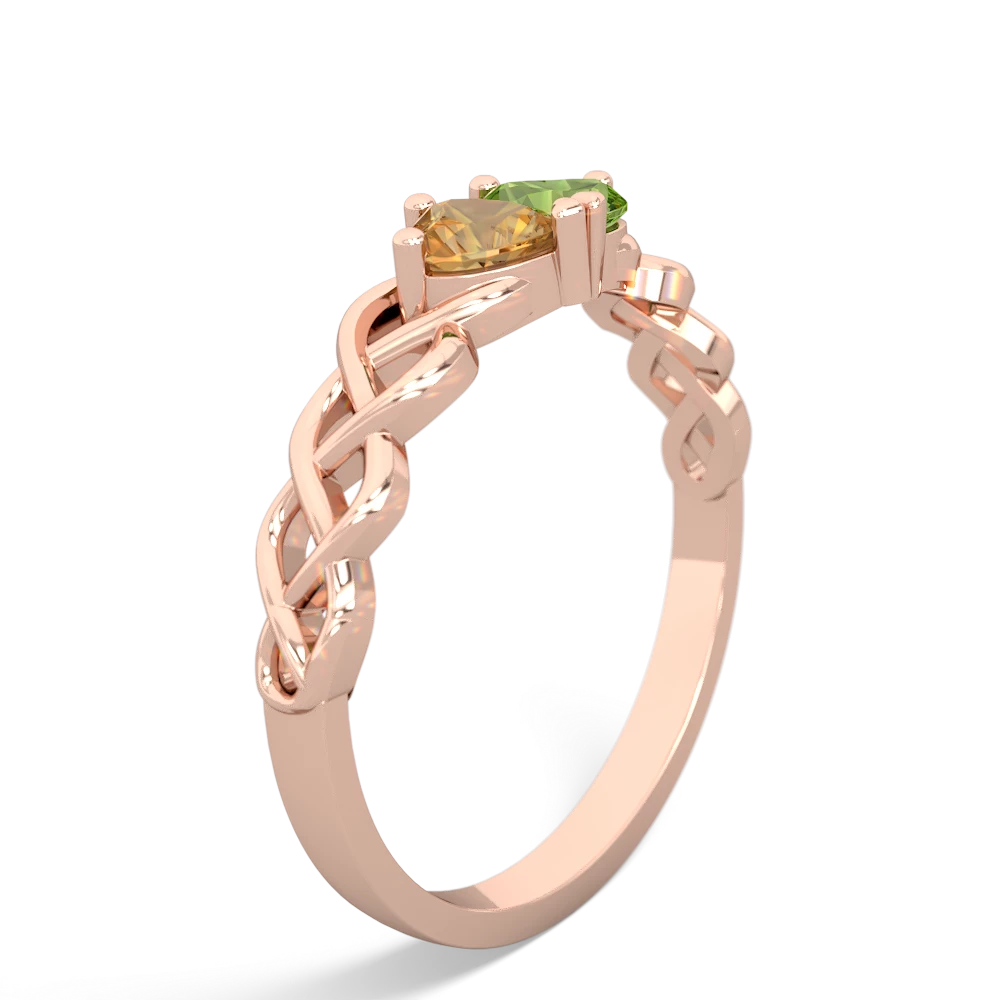 Citrine Heart To Heart Braid 14K Rose Gold ring R5870