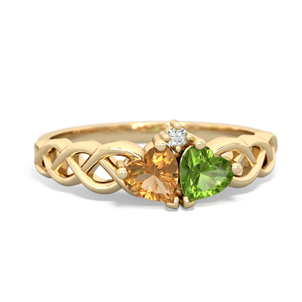 Citrine Heart To Heart Braid 14K Yellow Gold ring R5870