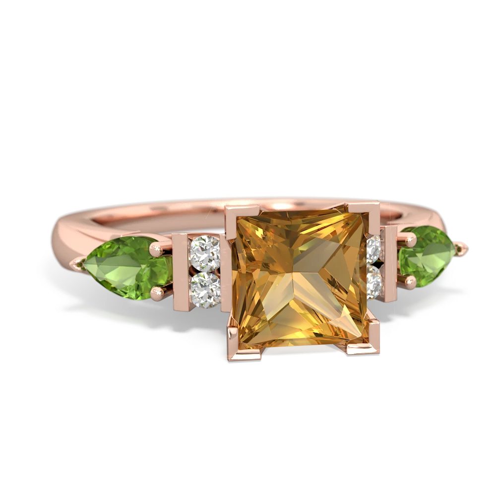 Citrine 6Mm Princess Eternal Embrace Engagement 14K Rose Gold ring C2002