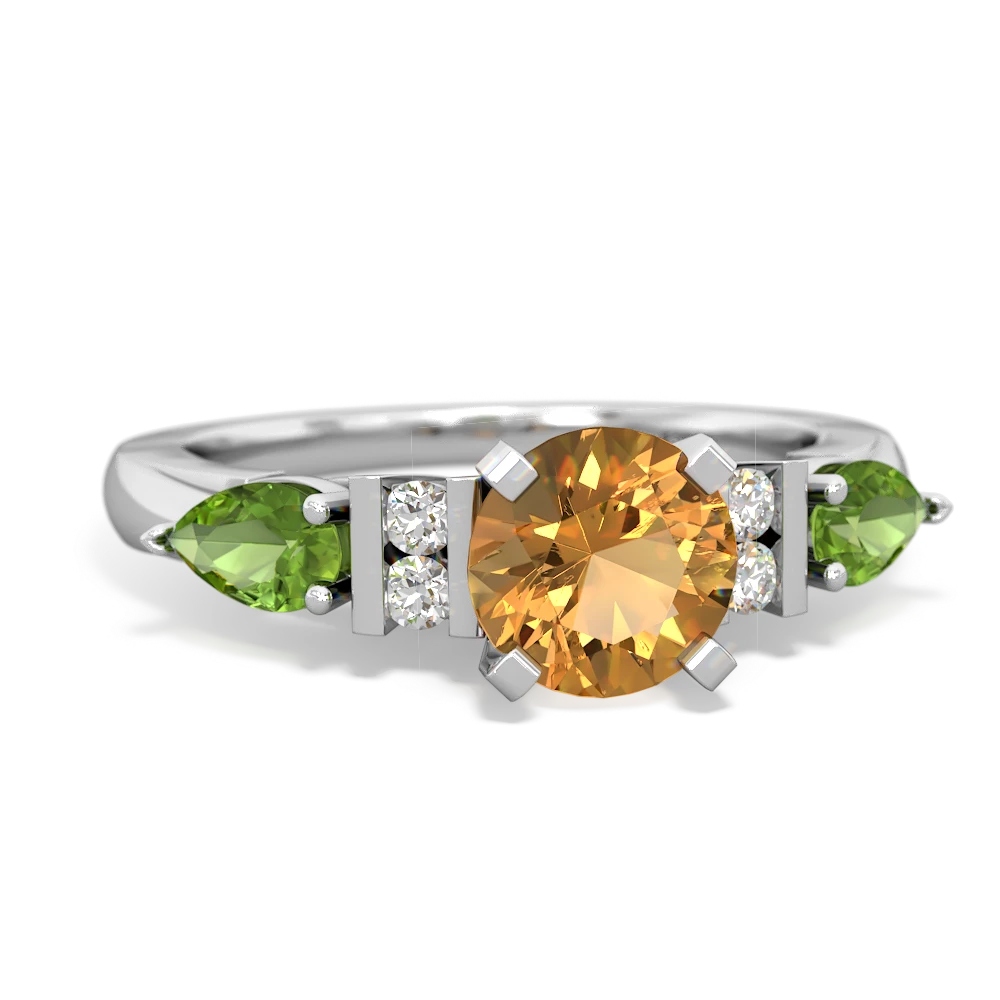 Citrine 6Mm Round Eternal Embrace Engagement 14K White Gold ring R2005