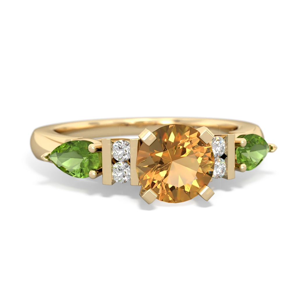 Citrine 6Mm Round Eternal Embrace Engagement 14K Yellow Gold ring R2005