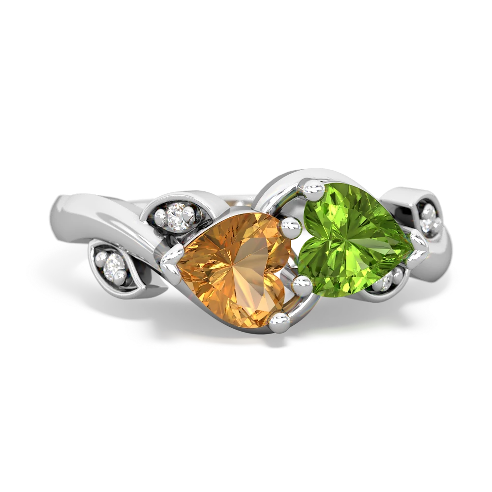 Citrine Floral Elegance 14K White Gold ring R5790