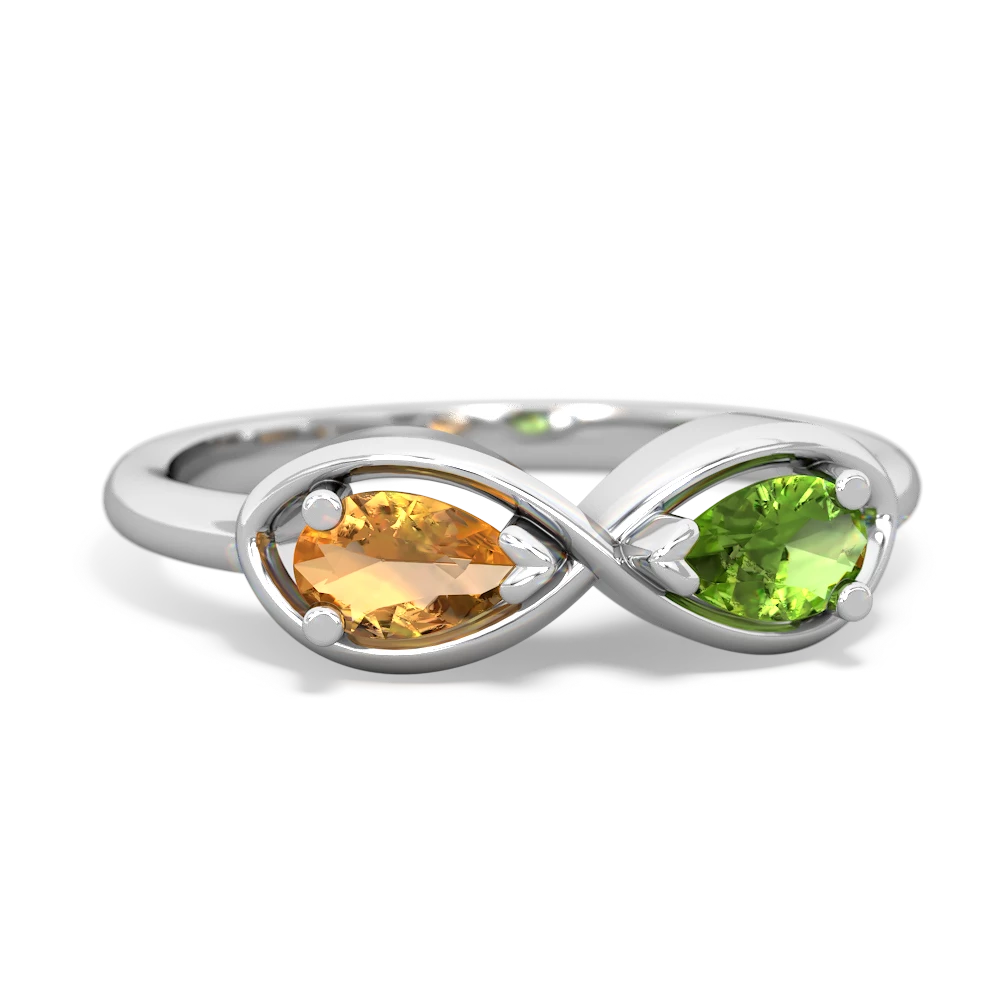 Citrine Infinity 14K White Gold ring R5050