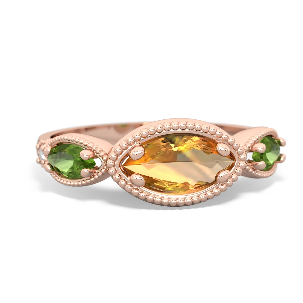 Citrine Milgrain Marquise 14K Rose Gold ring R5700