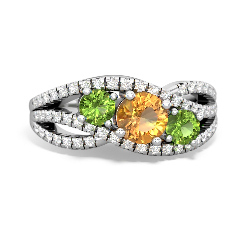 Citrine Three Stone Aurora 14K White Gold ring R3080