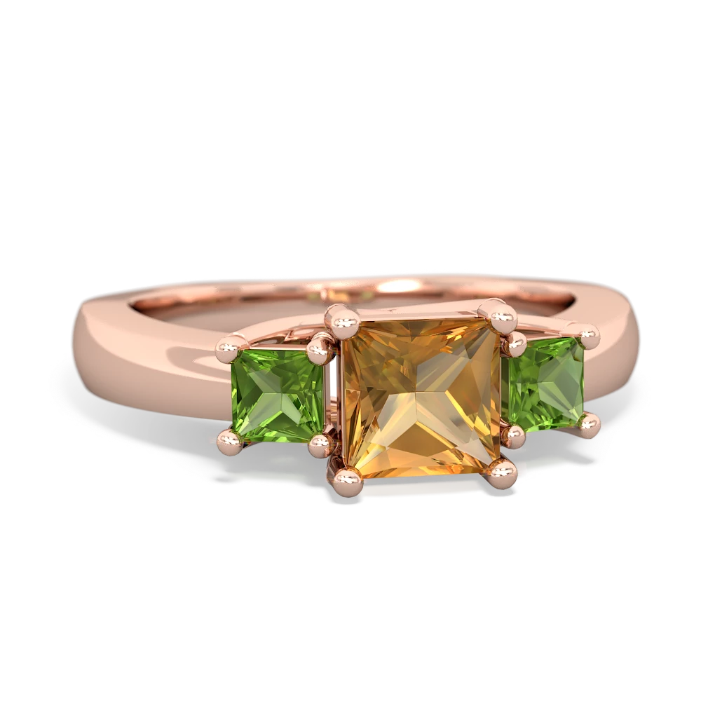 Citrine Three Stone Trellis 14K Rose Gold ring R4015