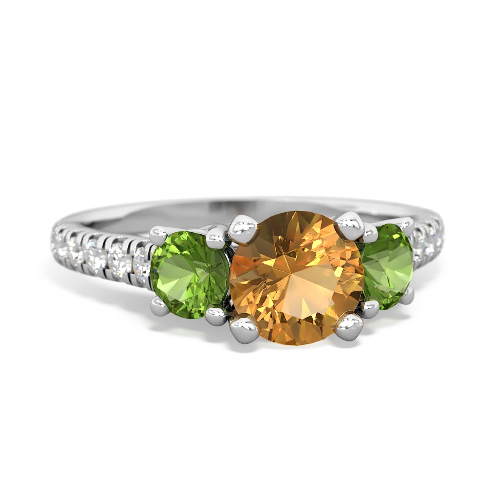 Citrine Pave Trellis 14K White Gold ring R5500