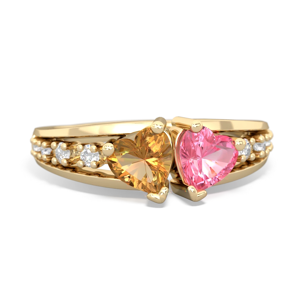 Citrine Heart To Heart 14K Yellow Gold ring R3342